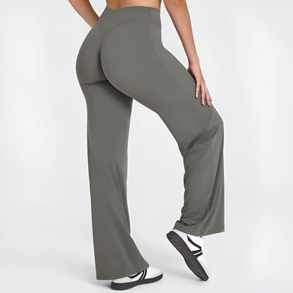 Straight-Leg Pants Ultra Soft Butter Fabric Women'S Mid-Waist Yoga Pants GYM Naked Feel Pilates Running Sport Trousers
